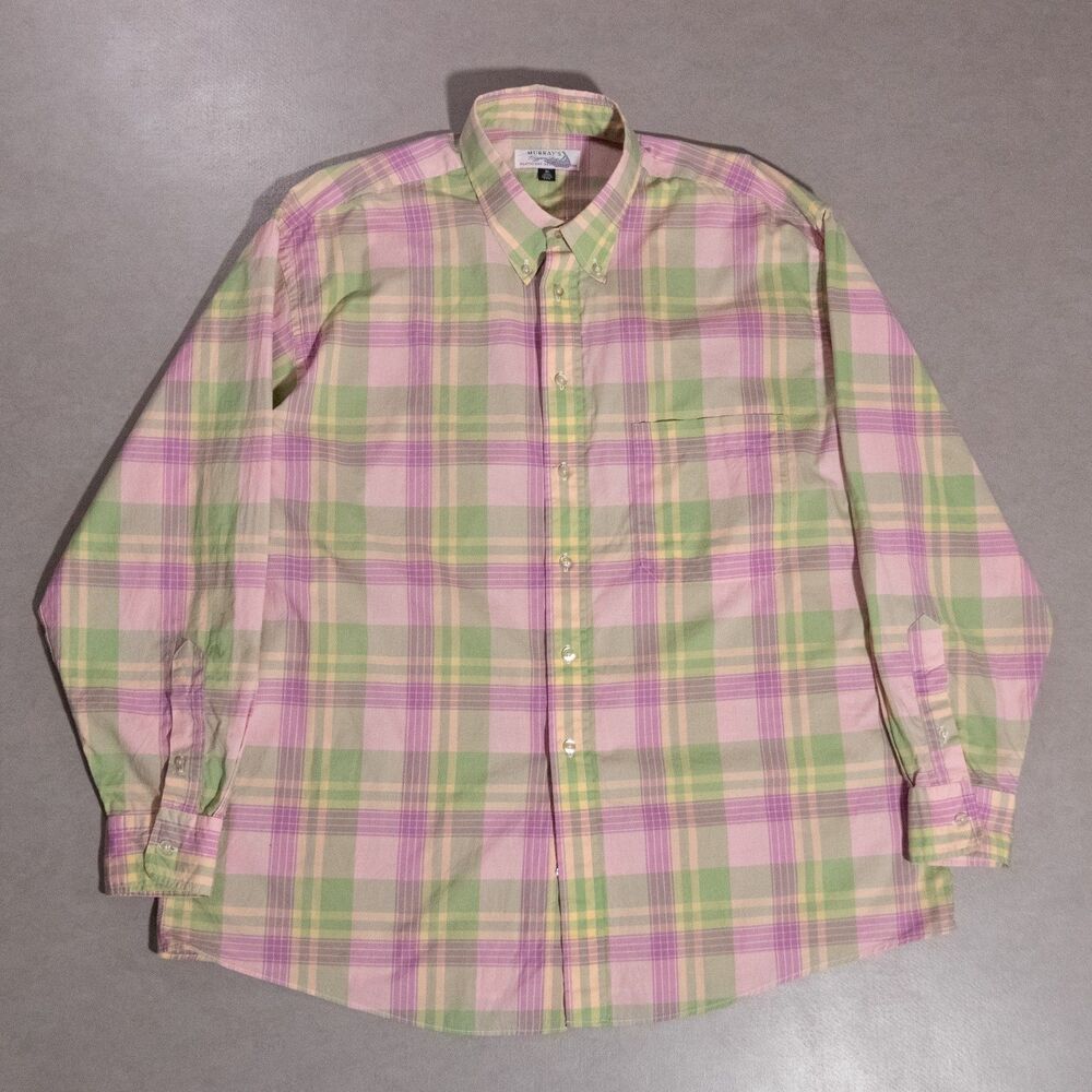 Murray's Toggery Shop Nantucket Reds Plaid Button L/S Shirt Men's XL USA Made